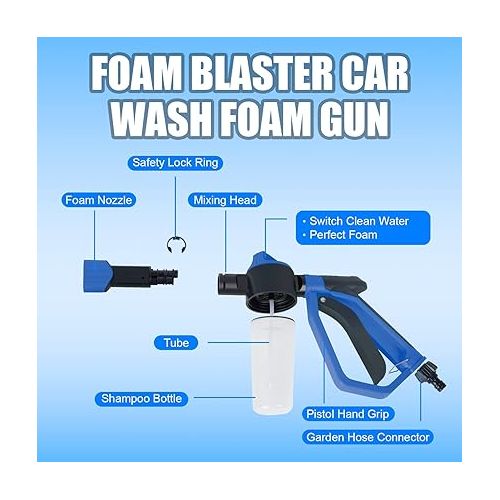  STANEW Multifunctional Car Water Gun, Low Pressure Cleaning Foam Gun, Foam Washing Gun for Car, Home, Garden, and 2 Types of Car Wash Cloths