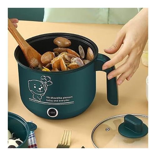  Sharplace Mini Hot Pot Ramen Cooker Non-Stick Portable Electric Multi-Purpose Pan for Home Office Dorm, Green