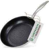 FACKELMANN Chefkoch Munich Frying Pan Diameter 24 cm with Non-Stick Coating and Honeycomb Base - Pan Made of High-Quality Stainless Steel - Suitable for All Hobs Including Induction