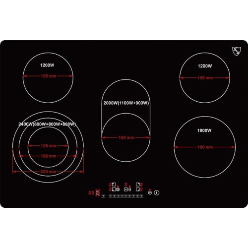  K&H® NC-8608 5-Zone Electric Autark Frameless Glass Ceramic Hob 77 cm