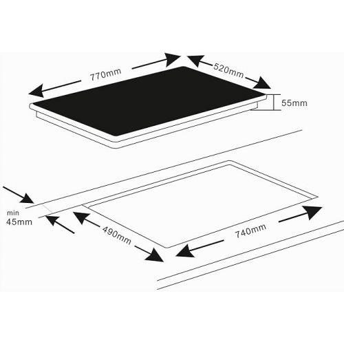  K&H® NC-8608 5-Zone Electric Autark Frameless Glass Ceramic Hob 77 cm