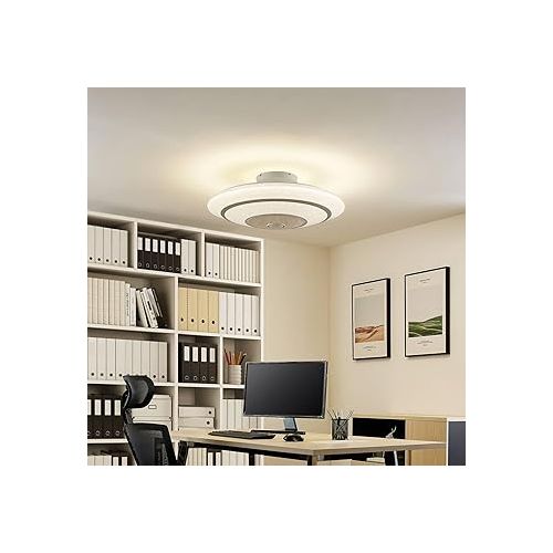  Lindby Kheira LED Ceiling Fan with Lamp Dimmable Remote Control (Modern) in White Metal for Living Room and Dining Room (1 Bulb) - Fan, Living Room Lamp