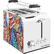 Gutfels Toast 3010 G Toaster 2 Slices with Bun Attachment, 7 Power Levels, 850 W, Defrost, Warm, Stop Function, Toaster Design Graffiti Style