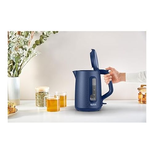  Tefal KO2M04 Morning Kettle | Elegant Design | 1.7L Capacity | Large Filling Opening | Wide Spout with Metal Filter | Covered Heating Element | Wanted Blue