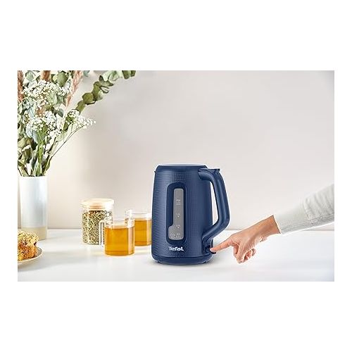  Tefal KO2M04 Morning Kettle | Elegant Design | 1.7L Capacity | Large Filling Opening | Wide Spout with Metal Filter | Covered Heating Element | Wanted Blue