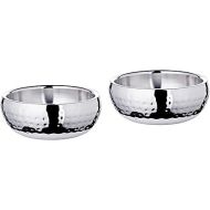 EDZARD Set of 2 Pluto Bowls (Diameter 12 cm, Height 5 cm) Hammered Stainless Steel Highly Polished Serving Bowls, Snack Bowls, Decorative Bowls