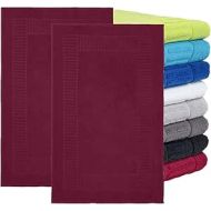 BaSaTex Pack of 2 Bath Mat 60 x 90 cm 100% Cotton Shower Mat Double Pack Colour: Bordeaux Red