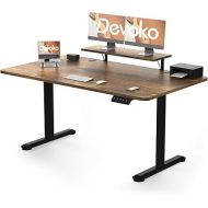 Devoko Height-Adjustable Electric Desk, 160 x 70 cm, Con Soporte para Monitor, Height Adjustable Electric with 2 Heights Memory Control, Ergonomic Sitting Standing Desk (Vintage Brown)