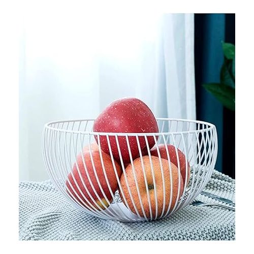  NORHOR Fruit Basket, Vegetables, Egg, Bread Storage, Stand for Kitchen Counter, Cupboard and Pantry, Stainless Steel Wire Design with Modern Styling - Decorative Table Topper