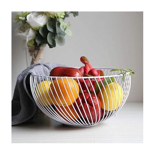  NORHOR Fruit Basket, Vegetables, Egg, Bread Storage, Stand for Kitchen Counter, Cupboard and Pantry, Stainless Steel Wire Design with Modern Styling - Decorative Table Topper