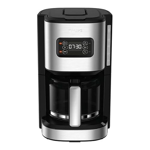  Krups KM480D Excellence Stainless Steel Programmable Filter Coffee Machine, 24-Hour Timer, Brewing Strength Selection Water Head, Pre-Infusion Mode, Anti-Drip System, 1.25 L Capacity, 15 Cups