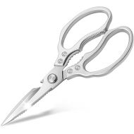 CGBE Kitchen Scissors, Stainless Steel Household Scissors, Heavy Duty, Dishwasher Safe, All-Purpose Scissors, Sharp Cooking Scissors for Kitchen, Chicken, Poultry, Fish, Meat, Herb Silver, Silver