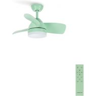 CREATE Windround Ceiling Fan Pastel Green with Lighting 40 W Quiet Diameter 76 cm 6 Speeds Timer DC Motor Summer Winter Operation