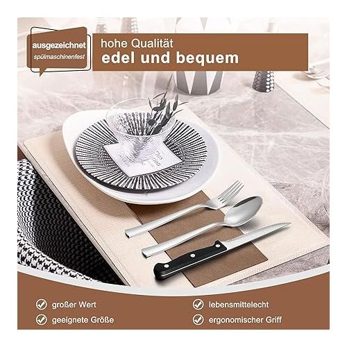  Terlulu 36-Piece Stainless Steel Cutlery Set with Steak Knife, Cutlery Set for 6 People, Elegant Cutlery Set with Knife, Fork, Spoon, Cutlery for Home/Party/Restaurant, Dishwasher Safe