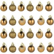 Amosfun 24 Pieces 4 cm Christmas Baubles Ornaments Plastic Shatterproof Christmas Tree Baubles Holiday Party Decoration (Gold)