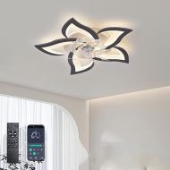 Depuley Modern Deckenventilator mit Beleuchtung Leise, LED Deckenlampe mit Ventilator Dimmbar, Mit Fernbedienung und APP Kontrolle,6-Gang, 69cm Lampe mit Ventilator fur Schlafzimmer, Schwarz