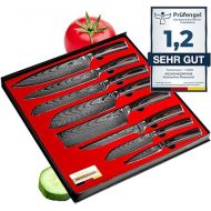 KUCHENKOMPANE professional premium stainless steel knife set, 8-piece knife set with ergonomic Pakka wood handle, rust-proof knives, professional knife set incl. gift box