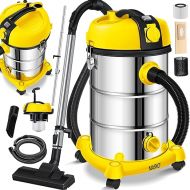 Masko® Industrial Wet And Dry Vacuum Cleaner, Stainless Steel, 2300 W, with Socket and Blowing Function Dry and wet vacuuming - “Push&Clean” - industrial vacuum cleaner with and without bags - bagless., yellow