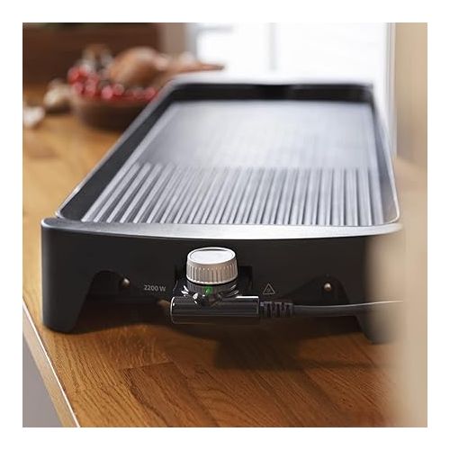  Cecotec Tasty & Grill Electric Grill 3000 RockWater L. 2200 W, Large Area 65 x 30 cm, RockStone Coating, Non-Stick Coating, Adjustable Thermostat