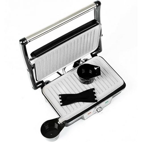  SUPERLEX Contact Grill Table Grill 1500 W for Steak, Sandwich Maker, Panini Grill, Toaster with Non-Stick Coating, 180° Opening with Heat-Insulated Handle, BPA Free