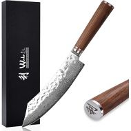 Wakoli Walnut Premium Block Knife with 20 cm Blade Made of 67 Layers of Genuine Damascus Steel with Walnut Wood Handle I Damascus Knife Kitchen Knife and Professional Chef's Knife