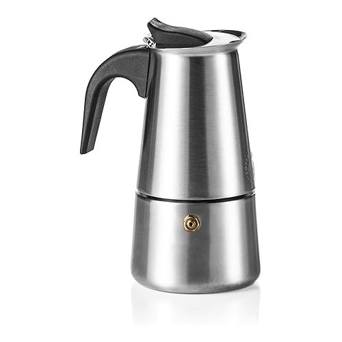  Coffee Fox Stainless Steel Espresso Maker - Coffee Maker, Espresso Pot for 2, 4, 6, 9 Cups