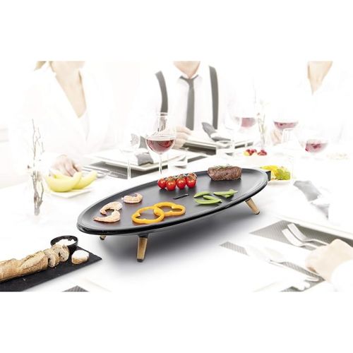  Princess Elypse Pure Table Grill, Oval Raclette, 60 x 30 cm Frying Surface, 1.8 m Cable Length, 2000 Watt, Adjustable Thermostat, 103200