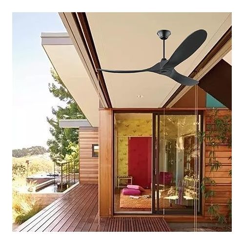  XSGDMN Industrial Vintage Ceiling Fan, Ceiling Fan with Remote Control, Wood Quiet without Lighting, Intelligent Time Setting, Can Be Used in Winter and Summer (132 cm, Black)