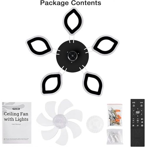  FIMEI Ceiling Fan with Light, Modern LED Dimmable Ceiling Light with Fan with Remote Control, Ceiling Fan with Light for Lighting and Cooling the Room