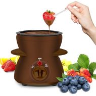 MultiOutools Mini Electric Fondue Pot Set with Dipping Forks, Chocolate Melts Candy Melts Fondue Pot, Melted Chocolate Small Pot for Chocolate, Caramel Cheese (Brown)