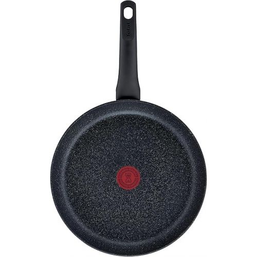  Tefal G28106 Black Stone Frying Pan 28 cm | Mineralia+ Non-Stick Coating | Safe | Thermal Signal | Suitable for Induction Cookers | Healthy Cooking | Stone Effect | Black