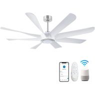 OFANTOP Ceiling Fan with LED Lighting, 152 cm Modern Large White Ceiling Fan with Remote Control, Reversible 6 Speed Quiet DC Motor Fan Lamp for Bedroom, Living Room