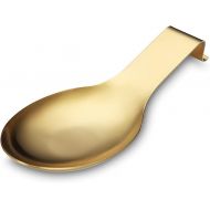 Matte Gold Spoon Rest, Stainless Steel Spoon Holder for Stove Top, Kitchen Utensils Holder for Ladles, Tongs, Spatula, Cooker Spoon Holder, Pot Lid Holder, Dishwasher Safe (1 Piece, 9.5 Inches)
