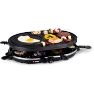 alpina Raclette Grill - Electric Table Grill - with Pans and Spatulas - 1200 Watt - 8 People - Black