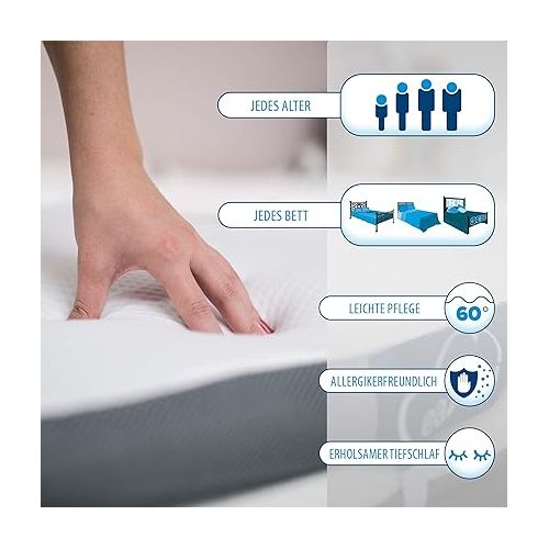  Genius eazzzy mattress topper, 180 x 200 cm. Mattress protector. Ergonomic. Optimal sleeping environment. Allergy-friendly.