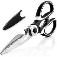 Kitory Kitchen Scissors, Universal Scissors, Saw Cut, Herb Scissors, Poultry Scissors, Stainless Steel Scissors for Kitchen Use, for Chicken, Fish, Meat, Poultry, Vegetables, Herbs, Nuts, Walnut