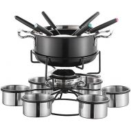 JISADER Fondue-Topf-Set aus Edelstahl, verdickt, mit Fondue-Gabeln, tragbar, fur Zuhause, fur Hochzeit, Kuche, Camping, Urlaub, Fleisch, B