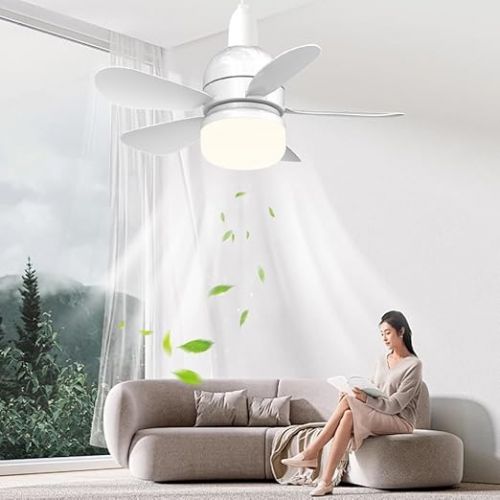  Fehploh Moderner Deckenventilator mit Licht und Fernbedienung, leiser Deckenventilator for Kuche, Schlafzimmer, Keller, Esszimmer, Wohnzimmer (A)