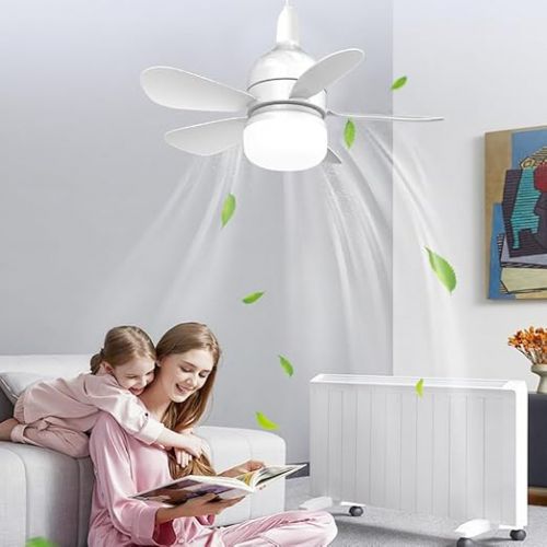  Fehploh Moderner Deckenventilator mit Licht und Fernbedienung, leiser Deckenventilator for Kuche, Schlafzimmer, Keller, Esszimmer, Wohnzimmer (A)