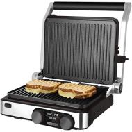 Cecotec Elektrischer Tischgrill Rock'nGrill Dual 2000 W, Temperaturregelung auf jeder Platte unabhangig voneinander, abnehmbare und antihaftbeschichtete Platten, 180º zu offnen