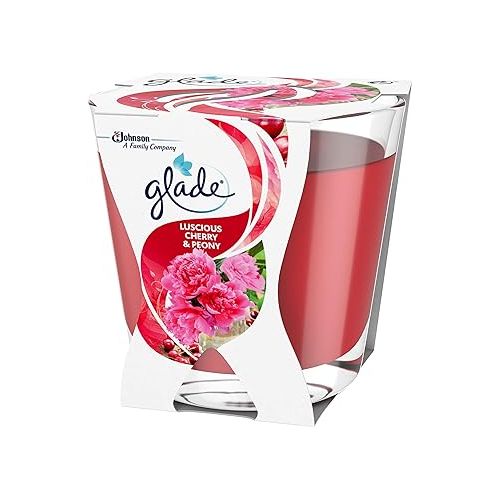  Glade (Brise) Decor Scented Candle Jar - Cherry & Peony (Fruity), Up to 23 Hours Burn Time