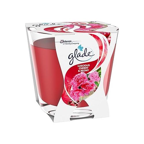  Glade (Brise) Decor Scented Candle Jar - Cherry & Peony (Fruity), Up to 23 Hours Burn Time