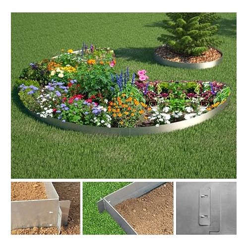  Galvanised Metal Lawn Edging 5m, 10m, 15m, 15m, 20m, 25m, 30m, 35m 40m, 45m, 50m, 100 x 14cm or 100 x 18cm, Flower Bed Bordering