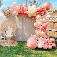 Pink Balloon Garland, Pink Balloon Garland Party Decoration with Macaron Pink, Apricot and Metallic Rose Gold Balloon, Party Decoration for Girls, Women, Birthday, Wedding, Graduation, Baby Shower
