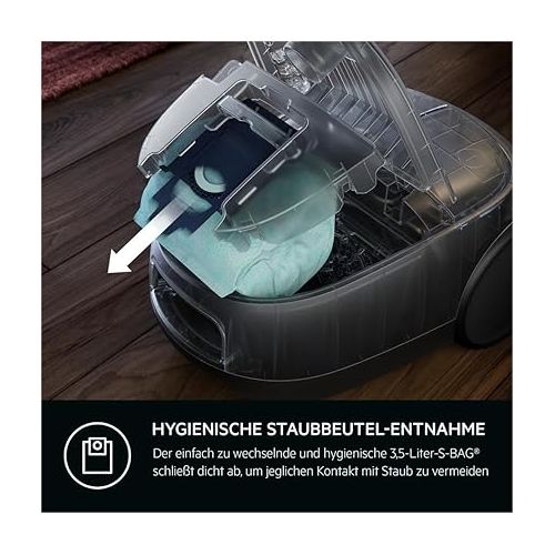  AEG AB61H6SW Vacuum Cleaner with Bag / High Suction Power on All Floors / Includes Additional Nozzles / 50% Recycled Plastic / Ideal for Asthmatics, Allergy Sufferers, Pet Owners / 12 m Cable / 850 W