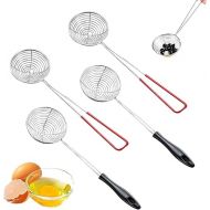 Egg Separator Fondue Sieve Kitchen Sieve Stainless Steel Landing Net Stainless Steel Kitchen Sieve Fine Mesh Strainer Stainless Steel Sieve with Handle for Cooking Vegetables, Mushrooms, Fish, 2