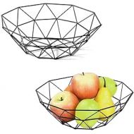 Pack of 2 Fruit Baskets, Fruit Basket, Made of Metal Wire, Black Fruit Basket, Openwork Metal Fruit Bowl, Fruit Bowl, Metal Fruit Basket, for Fruit, Vegetables, Bread, Kitchens and Living Room, Black