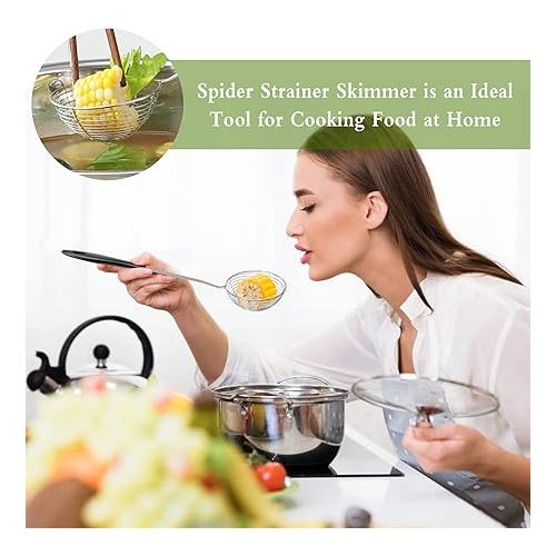  Set of 8 Kitchen Strainer Set, Stainless Steel with Handles, Fine Mesh Ladle, Skimmer, Skimmer, Straining Spoon, Landing Net for Fondue Sieve, Strainer Ladle, Sieve Spoon for Cooking Vegetables,