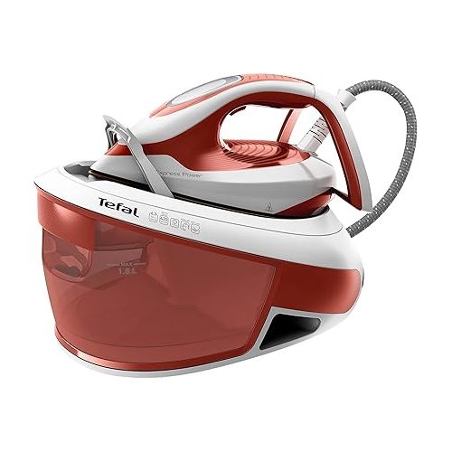  Tefal SV8110 Express Power Steam Iron Station, 420 g/min Steam Boost, 120 g/min Continuous Steam Output, Smart Temp Technology, Limescale Collector, XL Water Tank, Terracotta/White