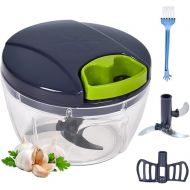 Onion Cutter Manual 500 ml Onion Chopper with Pulley Easy to Pull Multi Chopper Onion Chopper Vegetable Cutter Mixer for Multi-Cutter of Garlic/Nuts/Fruit (Deep Blue)